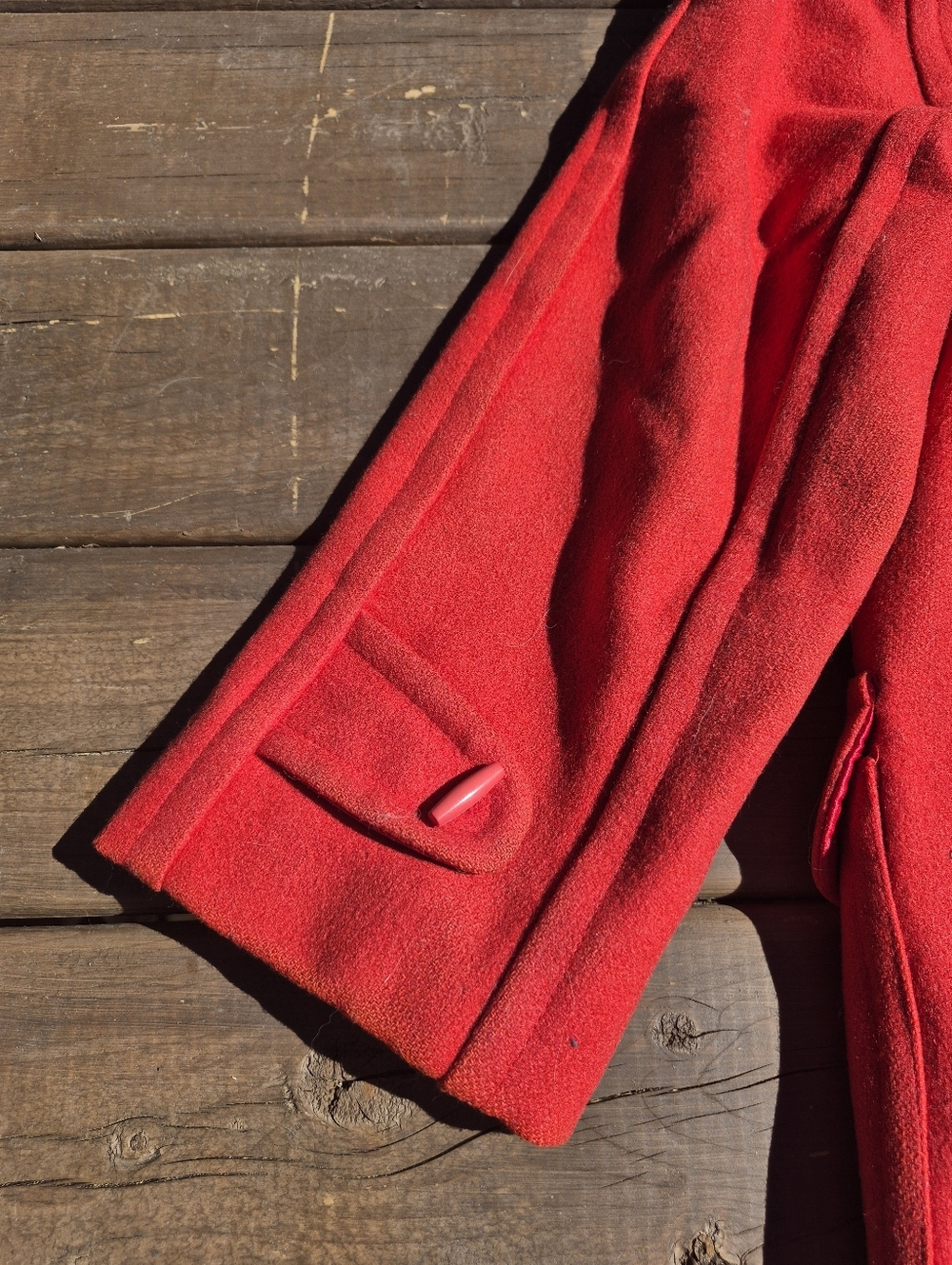 Vintage Red Wool Duffle Coat Size Large - Picture 6 of 13